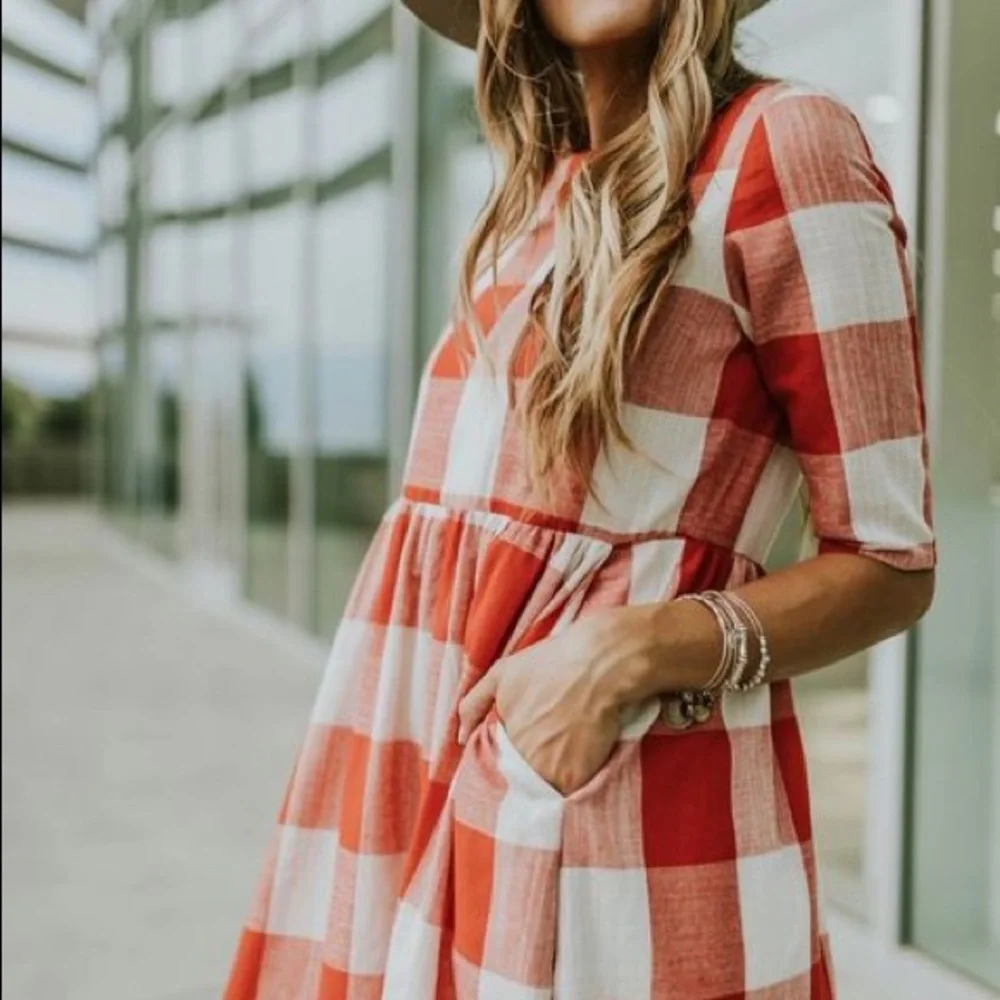 Roolee red plaid gingham Maddie mom midi maxi dress
Size: small - Picture 11 of 13